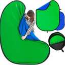 Blue Green Screen Backdrop Double Sided Collapsible Greenscreen Backdrop with Carrying Bag, Portable Pop Up Green Screen Background for Streaming Webcam 39.4 * 59.1"