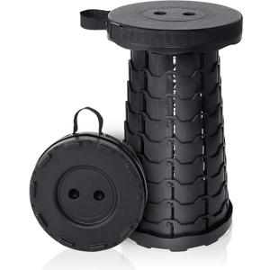 Foldable Telescoping Stool Portable, Retractable Stool for Adults, Upgraded Collapsible Folding Seats with Load Capacity 550lbs, Camping Stools for Adults (Black)