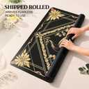 Black and Gold Floral Peacock Mahjong Mat 31.5 x 31.5 Inch, Non-Slip Mahjong Table Cloth for American Mah Jong, Poker, Card Games and Dominoes