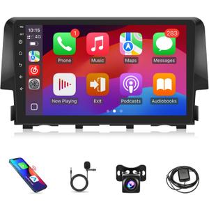 Leadfan Car Play Radio for Honda Civic 2016 2017 2018 2019 2020 2021 Car Stereo Apple Carplay & Android Auto, 9" IPS Touchscreen for Civic GPS Navigation WiFi BT FM/RDS Receiver Rear Camera (Fit JBL)