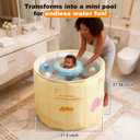 Portable Bathtub for Kids 27.5"x31.5" Collapsible Cold Plunge Bathtub Foldable No Installation Ice Bath Tub for Shower Stall, Bathroom Hot SPA Soaking Standing Tub