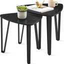 VASAGLE Nesting Coffee Tables, End Tables Set of 2 for Living Room Bedroom, Industrial Small Stacking Side Tables with Metal Frame for Couch, Charcoal Gray and Black ULET013B56