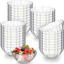 Tanlade 36 Pack Clear Plastic Bowls for Party Acrylic Salad Mixing Bowls Serving Bowls 10 oz Party Bowls Chip Containers Punch Bowl for Candy Dish Food Snack Fruit Entertaining Eating, Flower Shape