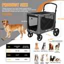 KIKII Extra Large Dog Stroller for Large & Medium Dogs, Adjustable Handlebar and Brakes, 4 Wheels, Reflective, Lightweight Folding, Breathable Mesh, 132 lbs Capacity, for Travel Walking Outdoor