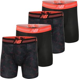 New Balance Men's Ultra Soft Performance 6" Boxer Briefs with No Fly (4-Pack of Underwear) Size L