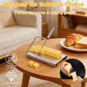 Cheese Slicer, Stainless Steel Cheese Cutter Board and Measuring Grids, Multipurpose Cheese Cutter for Block Cheese, Butter, Sausages, Fruits Kitchen Gadget Cheese Tool