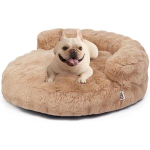 EHEYCIGA Dog Bed Medium Size Dog, Fluffy Small Dog Couch with Removable Washable Cover, Bolster Pet Sofa, Waterproof and Non-Slip, 30" x 30"x 8.5", Camel