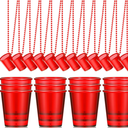 24 Pieces Shot Glass on Beaded Necklace Plastic Shot Cup Necklace Bachelorette Party Team Men and Women Supplies