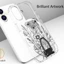 Compatible with iPhone 16 Plus Case Magsafe Clear,Magnetic Transparent Designer Cute Silicone Phone Cover Cases for Women - Black Flowers Line Art