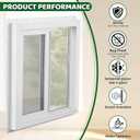 Pushglossy 23-1/2" x 23-1/2" Vinyl Utility Window Single Sliding Window with Low E Double Pane Insulated Tempered Glass Mesh Screen for Basement Bathroom House Kitchen Garage Attic, White, Single Hung 
