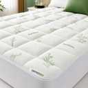 HOME & GARDEN TRENDS OrthoBed Queen Mattress Topper, Cooling Pillow Top Mattress Pad with Bamboo Viscose Blend Surface, Extra Thick Deep Pocket Mattress Topper