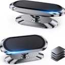 2-PACKMagnetic phone holder for car, [ Super Strong Magnet ] [ with 4 Metal Plate ] iPhone Magnetic car mount for cell phone, [ 360 Rotation ] Universal Dashboard adhesive Car Magnetic Phone Mount (Silver)