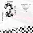 3 x Black White Checkered Birthday Candles, Checkered Flag Racing Theme Number Birthday Cake Decoration, Car Enthusiast Party Decor, 7th Birthday Cake Candles for Boys and Girls, Kids Party Supplies