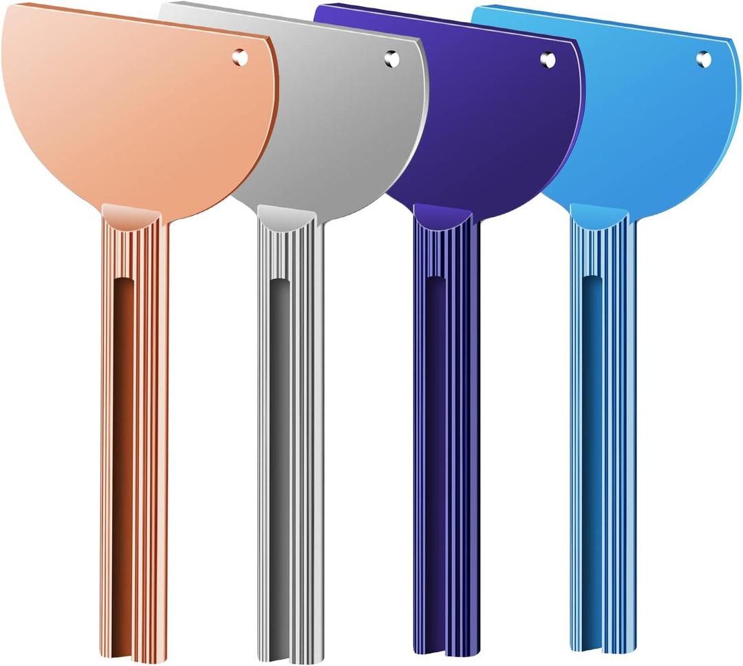 4PCS Toothpaste Squeezer,Tube Squeezer, Metal Tube Presser Tube Roller Tube Wringer Keys Dispenser Roller for Toothpaste Cosmetic Oil Cream Paint Squeezer(4 Color)