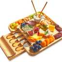 RoyalHouse Bamboo Cheese Board and Knife Set with Slide-Out Cutlery Drawer - Charcuterie Boards Set & Cheese Platter - Birthday Gifts for Women, Wedding Gifts for Couples 2025, Bridal Shower Gifts