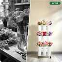 Flower Display Stand With 9 Buckets,Flower Bar with Wheels,Flower Cart Display Stand for Florist Garden Wedding Home Decor (White)