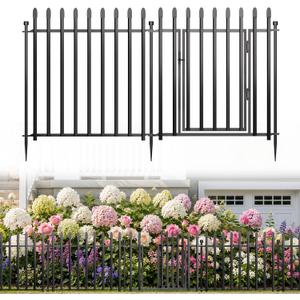 No Dig Decorative Garden Fence, 24in(H)×22ft(L), 10 Panels with Gate