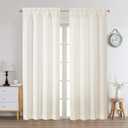 Chyhomenyc Light Filtering Curtains 72 Inch Length 2 Panels Set, Faux Linen Textured Soft Airy Privacy Yellowish Farmhouse Curtain Drapes for Living Room, Each 40Wx72L Inches, Creamprev, Ivory