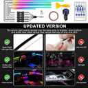Dreamcolor Acrylic Interior Car LED Strip Light with USB/Type C/4-Port Cigarette Lighter,RGB 6 in 1 with 187 inches 650 LEDs Ambient Lighting Kits, Sound Active Function Neon Led Strips for Car