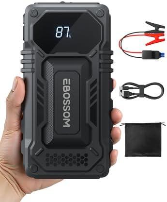 Car Battery Jump Starter,12000mAh Battery Jump Box,44.4Wh Vehicle Jump Booster with Smart Jumper Cables,LED Light Emergency Car Kits for Vehicles,Arrancador Ae Batera