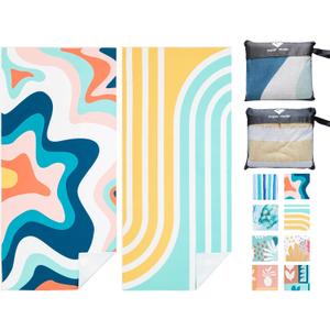 PY SUPER MODE 2 Pack Beach Towel - 75 x 35 inches Quick Dry Microfiber Beach Towels Oversized, Lightweight Soft and Absorbent Bath Towel Suitable for Swimming Pool Camping for Kids & Adults