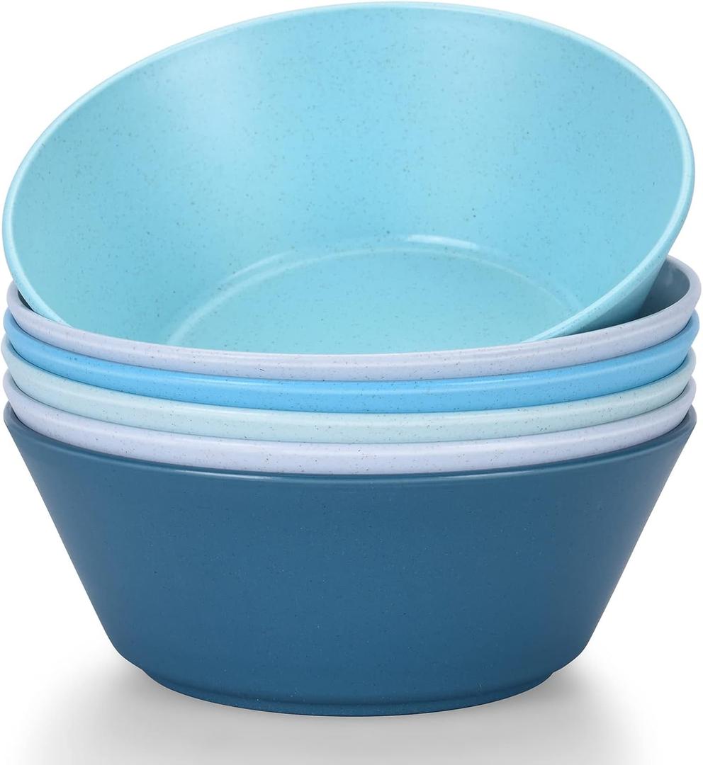 32 Ounce Cereal Bowls, Unbreakable Wheat Straw Fiber Bowl, Lightweight Kitchen Bowls Microwave & Dishwasher Safe BPA Free Bowls, E-Co Friendly Bowls Set for Cereal, Salad,Oatmeal, Soup,Snacks -6 Color