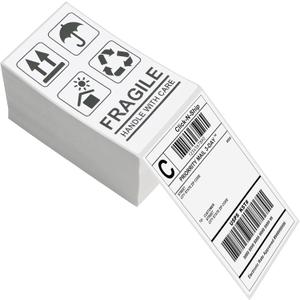 L LIKED 3" x 5" Direct Thermal Labels, 500 Fanfold Thermal Printer Shipping Labels for Small and Microenterprise, Compatible with Zebra & Rollo Printers, Perforated Line, White - 500 Pcs
