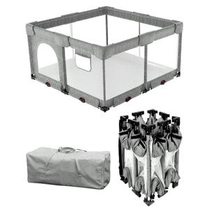 Dearlomum Foldable Baby Playpen with Non Removable Mat, Extra Large Collapsible Play Yard for Babies & Toddlers, Portable Travel Playpen, Baby Activity Center for Indoor & Outdoor Use (Grey 51"51") (50x50 ")