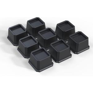 Bed Risers 2 Inch Heavy Duty, Furniture Risers for Bed Frame, Couch, Desk, Chair, Lifts Up to 1,500 lb, Set of 8, Black