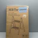 HBTower Step Ladder,Lightweight Aluminum Folding Step Stool with Anti-Slip Wide Pedal,330lbs Capacity Step Ladder for Household,Kitchen,Office - BlackWoodgrain