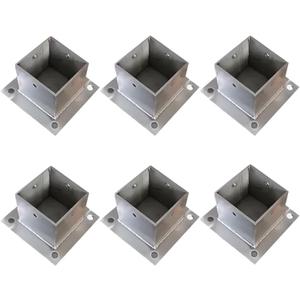 Post Base Bracket Square, Heavy Duty Fence Column Support Base Kit for Railing/Pole/Pergola/Deck Posts Bottom Protect, 1 2 3 4 5 6 8 Inch Inside Wide Anchor(6 pcs,3.7x3.7IN/95x95MM)