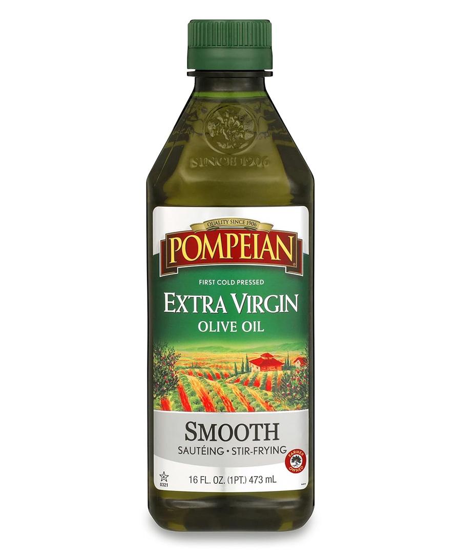 Pompeian Smooth Extra Virgin Olive Oil, Contains Polyphenols, First Cold Pressed, 16 FL Oz (BB:04/2025)