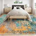Lahome Modern Abstract Area Rugs 9x12 Living Room Rug, Washable Rugs for Living Room Bedroom Low Pile Non Slip, Colorful Large Soft Indoor Carpet for Dining Room Table Apartment Classroom