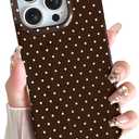 Yeddabox for iPhone 16 Pro Max Case Cute Polka Dot Phone Case Soft TPU Slim Shockproof Phone Cover for Women Girls, Brown