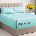 Extra Deep Pocket Cal King Sheets - 4 Piece Breathable & Cooling Bed Sheets - Hotel Luxury Bed Sheet Set - Soft, Wrinkle Free & Comfy - Easily Fits Extra Deep Mattresses - Deep Pocket Spa Blue Sheets