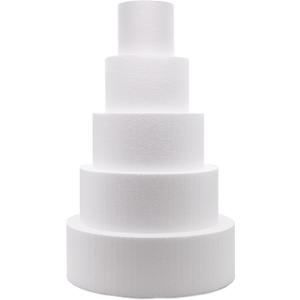 Crafare 5 Tier Round Foam Cake Dummy Decorating 4 6 8 10 12 Supplies for Wedding Baby Shower Birthday Party Cake Decoration 17.7 Inches Tall