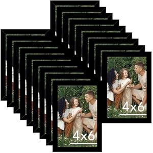 JCJMY 18 Packs 4x6 Picture Frames Black, 4x6 Frames Bulk, Gallery Wall Frame Set, 4 by 6 Frame Set of 18, Collage Wall Decor Photo Frames Set for Wall Hanging and Tabletop, Black
