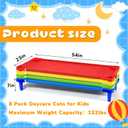8 Pcs Stackable Daycare Cots for Toddler 54" l x 23" W Kids Cots for Sleeping Portable Kids Bed Furniture Bed Frames Headboards Footboards for Classroom Preschool (Multicolor), 54" Length x 23" Width