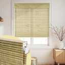 No Drill Bamboo Roman Shades Cordless, Raw Bamboo, 35" W x 64" H