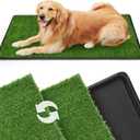 LOOBANI 45x29in Large Dog Grass Potty Tray - Dog Litter Box with 2-Pack Replacement Artificial Grass Puppy Training Pads - Potty Tray for Balcony Apartment Indoor Outdoor Use