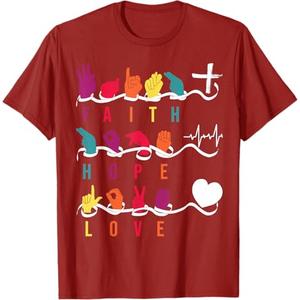 Faith Hope Love ASL American Sign Language T-Shirt 2XL