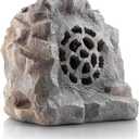 Alpine Corporation 11" Tall Waterproof Bluetooth Solar-Powered Wireless Rock Speaker with 50 Foot Range High-Fidelity Sound, and Portable Audio System, Gray