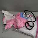 Meland Doctor Costume for Girls - Kids Scrubs with Lab Coat & Carry Bag, Doctor Dress Up for Halloween, Career Day Role Play (Pink, 7-8 Years)