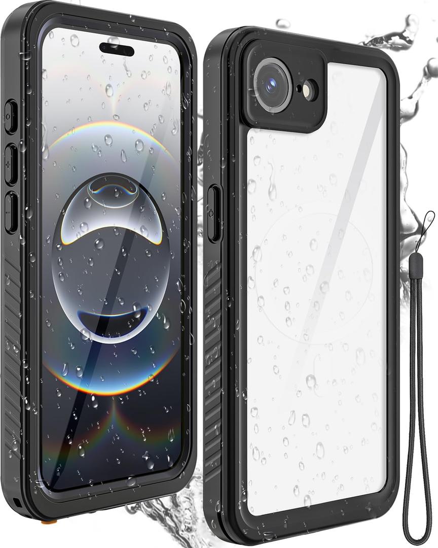 Miimall for iPhone 16E Case Waterproof, Built-in Lens & Screen Protector Heavy Duty Military Shockproof Dustproof Dropproof IP68 Underwater Full Body Phone Case for iPhone 16e 6.1" 2025, Black