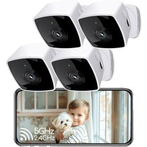Blurams Cameras for Home Security 5GHz, 2K Indoor Camera, Pet Camera with Phone App, AI Motion Detection, 2-Way Audio, Compatible with Alexa&Google Assistant, 4-Pack