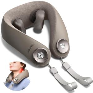 RENPHO Neck Massager with Heat [2025 Upgraded], 6D Cordless Neck Massager for Pain Relief Deep Tissue, Deep Kneading Shoulder Massage, Mothers Day Gifts for Women Men Mom Dad, Khaki