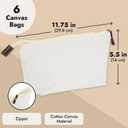 Juvale Canvas Makeup Bag - 6 Pack, 11.75 x 5.5 In, White Cotton - Travel Cosmetic & Toiletry Pouches with Zipper - Blank DIY Canvas Pouches for Crafting & Bridesmaid Gifts