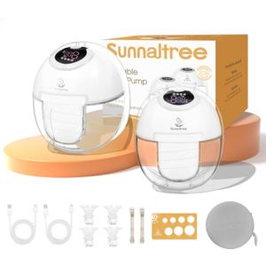 Wearable Breast Pump, Hands Free Breast Pump with Storage Bag, Portable Electric Breast pump for Breastfeeding with 4 Modes,9 Levels, LCD Display, Painless Low Noise Touch Screen