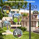 NUERPO Adjustable Shepherd Hooks for Outdoor, 2 Pack 80 Inch 5 Prong Base Bird Two Sided Feeder Poles, Heavy Duty Shepherds Hook, Suitable for Garden in Hanging Flower Basket, Lantern, Bird Nests