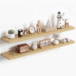 Dreamland 55Inch Oak Floating Shelves 10" Deep Wall Mounted Set of 2